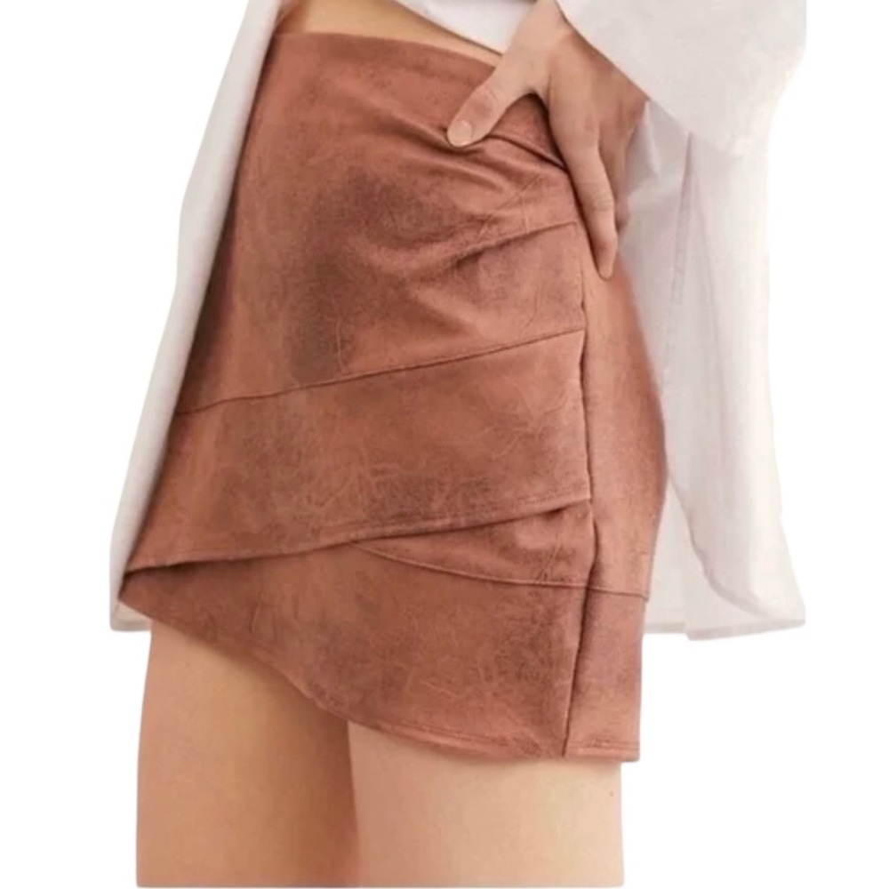 Free People Faux Suede‎ Brown Mini Skirt